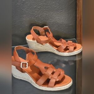 Paseart Brown Leather Espadrilles Made In Spain Size 40 (US 9)